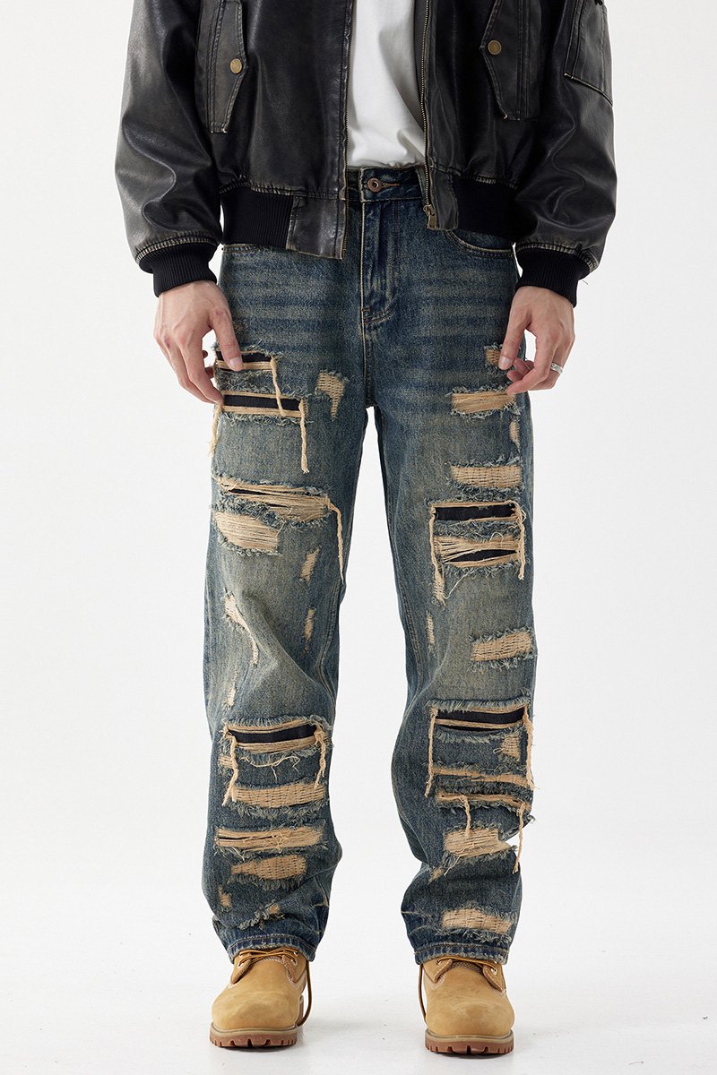 JK9702 Heavy Ripped Loose Jeans product detail