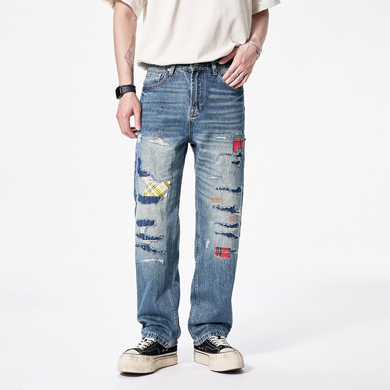 JK9903 Ripped Patch Loose Jeans product detail